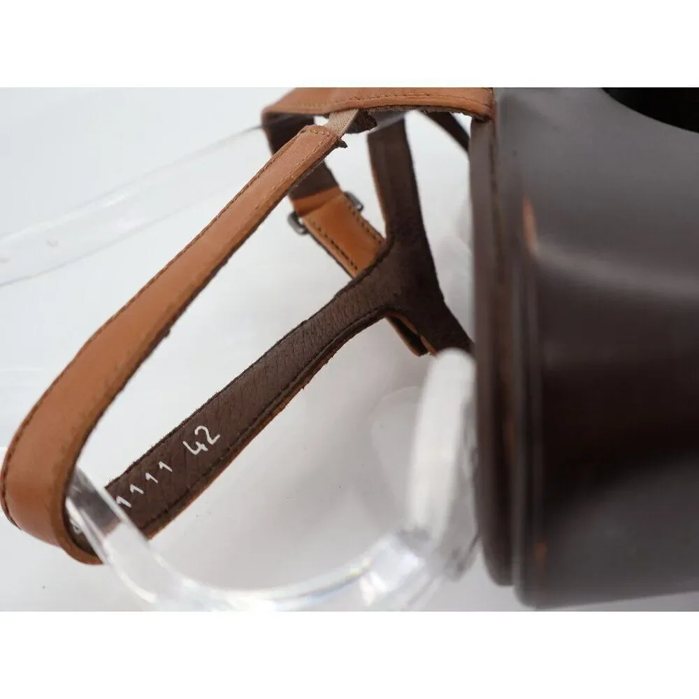 Mephisto France Women's Sandal Size 42 12 Block Heel Slingback Brown Leather